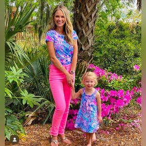 Lilly Pulitzer Neon Karmic Coral Pink Skinny Jeans sz 6